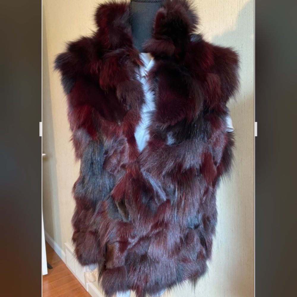 Adrienne Landau genuine dyed fox fur vest